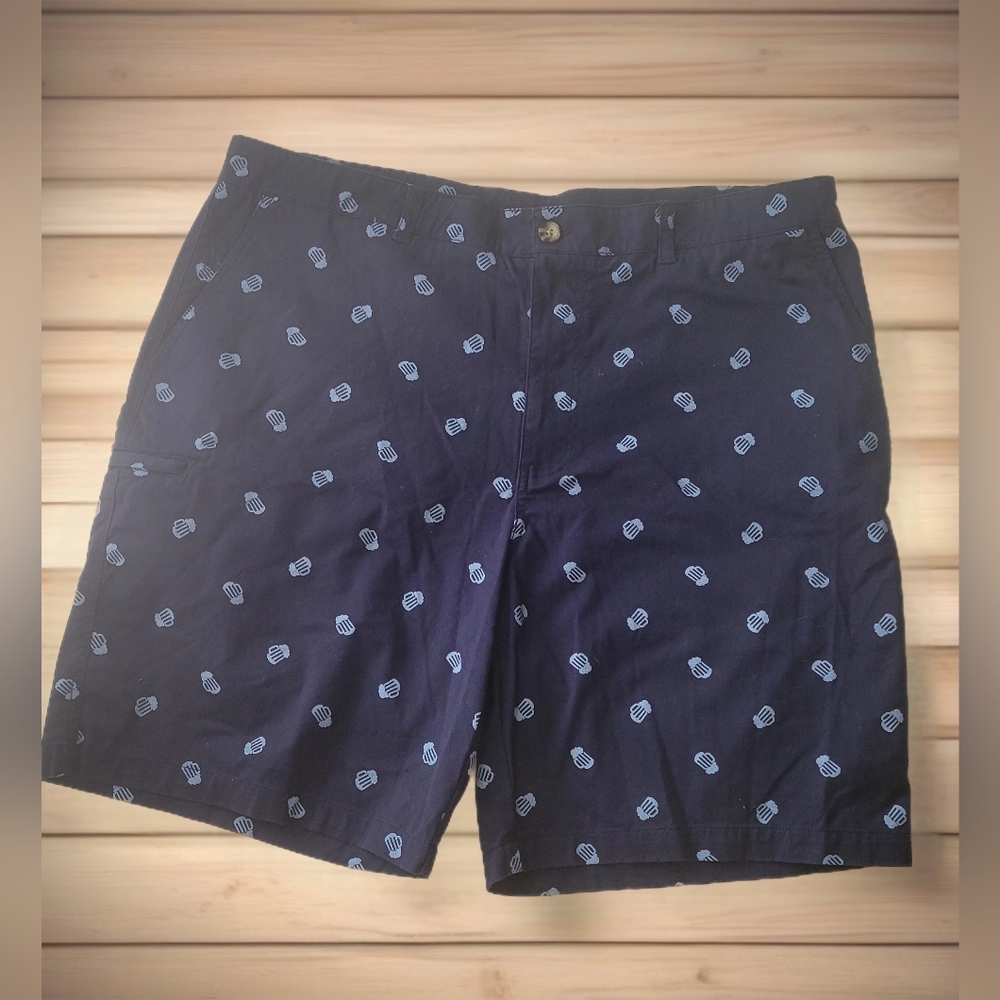 Boca Shorts Blue With Fun Bear Mug Print Sz 40